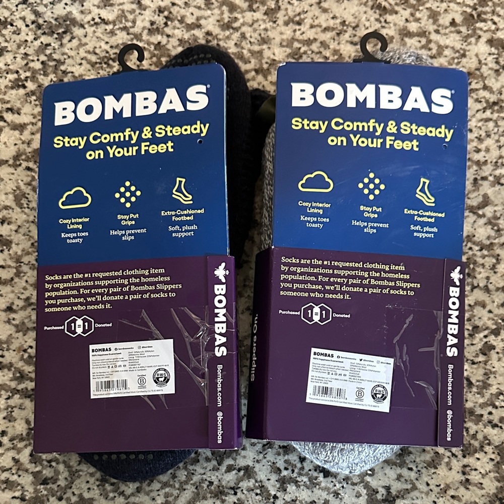 Bombas Men's Gripper Slipper Socks - Dark Blue and Light Gray - Picture 2 of 3